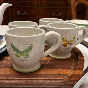 Williams Sonoma 2008 Butterfly Coffee Mugs Marc LaCaze.